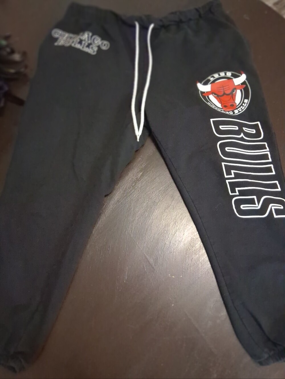 NBA Black Bulls Joggers with Red Logo